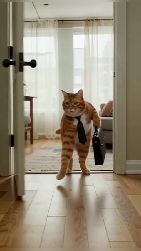 A hilarious 9-second vertical UGC-style video of an adorable fluffy oran…